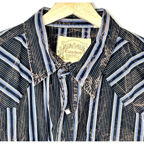 Cowboy Collection Mens Shirt By Lammles Western Wear Striped Button Up Size XL - Picture 3 of 10
